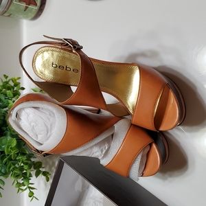 BEBE Platform Strap Heels